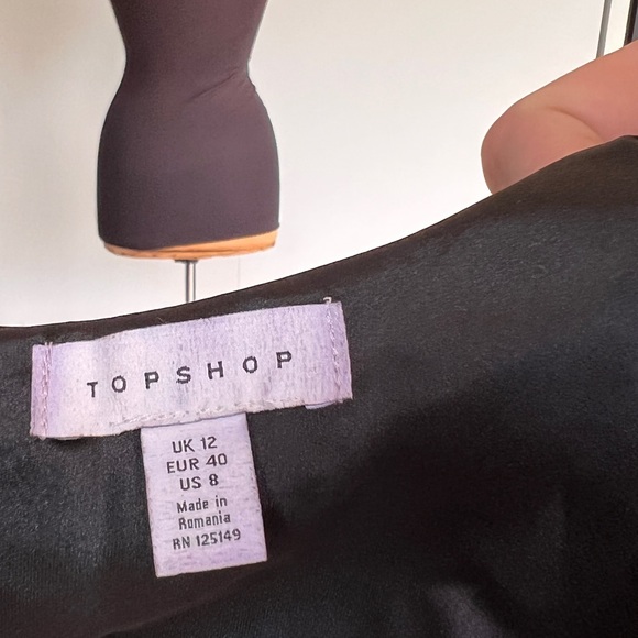 Topshop Silk Slip Black Dress Size 12 - Picture 5 of 7